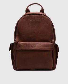 Brunello Cucinelli Коричневый кожаный рюкзак Travel MBZIBU243