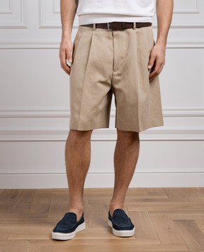 Loro Piana Бежевые шорты Joetsu со льном FAO0459