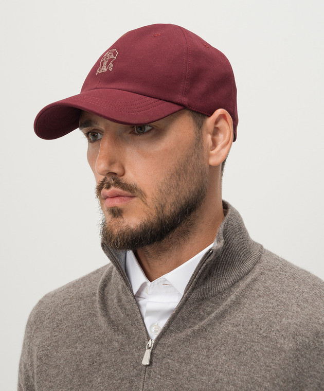 Brunello Cucinelli Бордовая кепка с вышивкой логотипа логотипа M252D9978 изображение 2