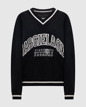 Maison Margiela MM6 Черный пуловер с узором логотипа с шерстью S52HN0009M13085