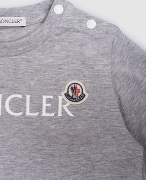 Moncler ENFANT Дитяча сіра меланжева футболка з принтом логотипа J29518C000058790N