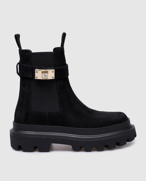 Dolce&Gabbana Черные замшевые челси с фактурным логотипом DG CT1002AS915