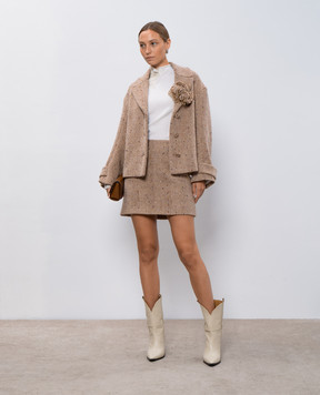 Ermanno Scervino Бежевий светр з вовни з квітковою аплікацією D455M338APHOL