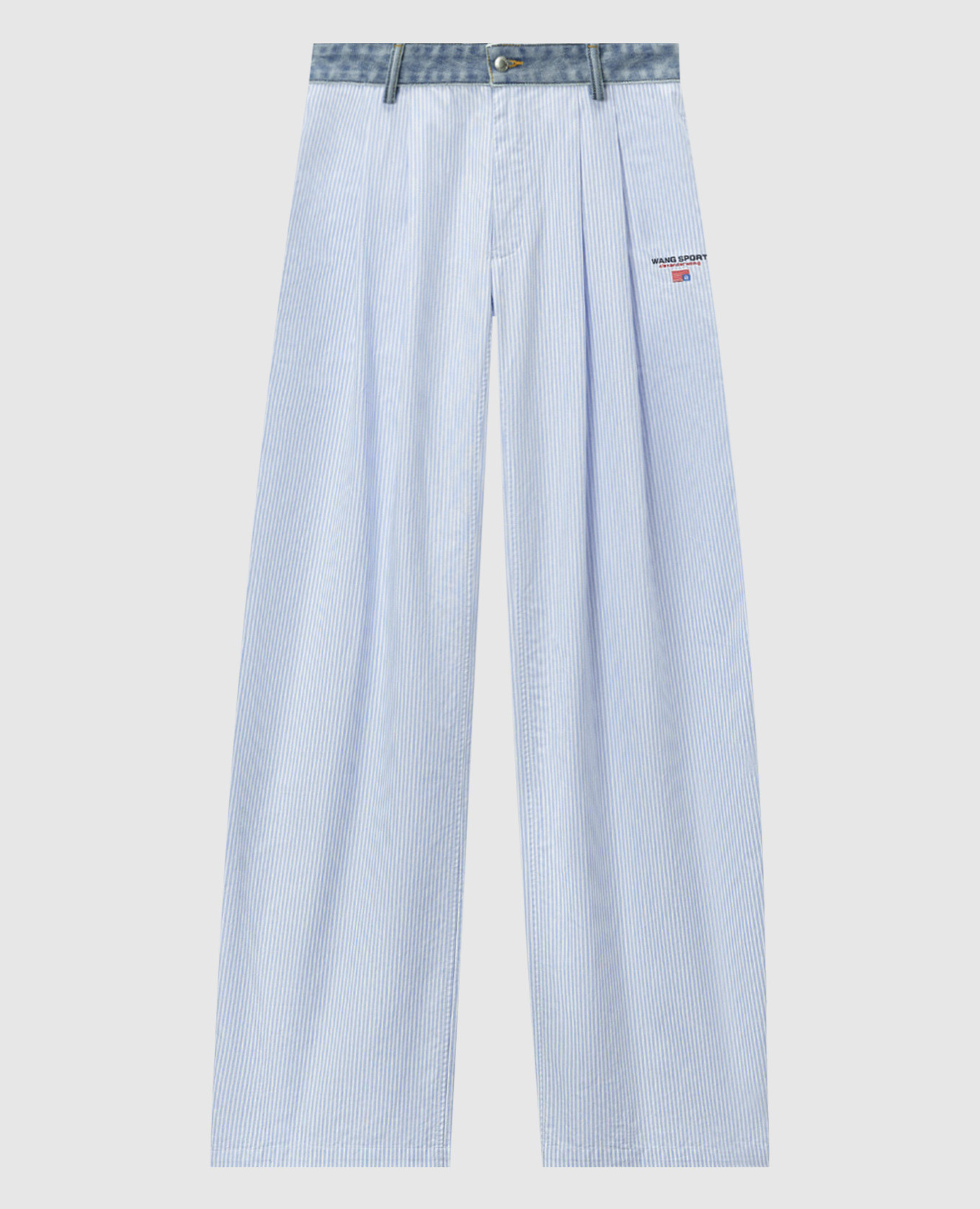 

Голубые брюки в полоску, Голубой, Зауженные брюки