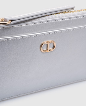 Twinset серебристый кошелек с логотипом 251TH7040