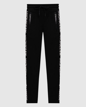 Moncler Черные спортивные брюки с брендированной тесьмой J20918H00019V8183