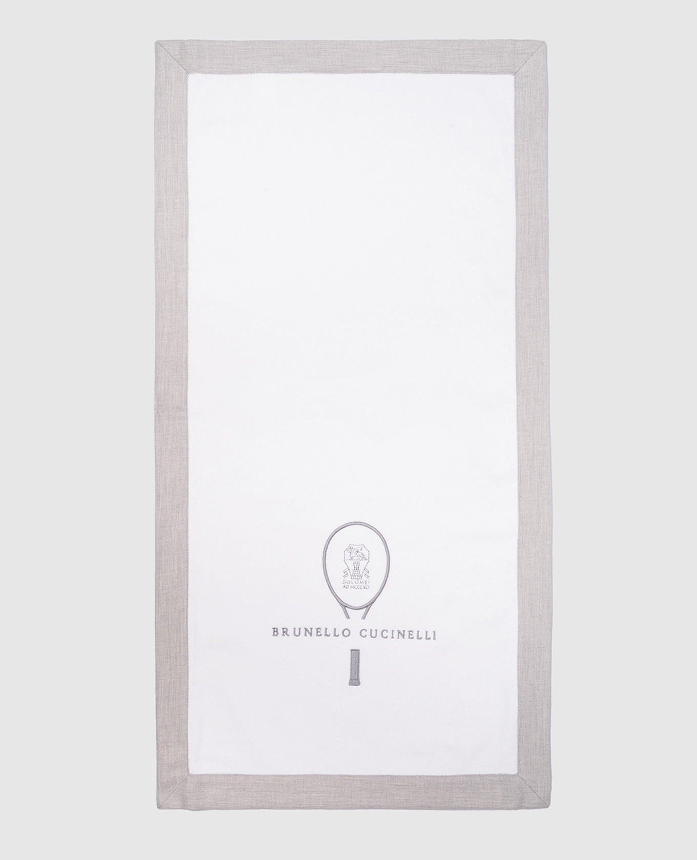 White towel with logo emblem embroidery