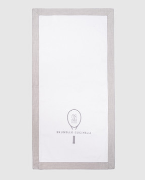 Brunello Cucinelli Белое полотенце с вышивкой логотипа эмблемы. ML925TN67T