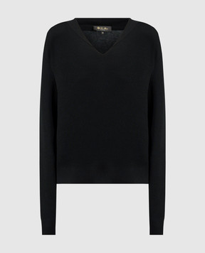 Loro Piana Чорний пуловер з шовком FAM0701