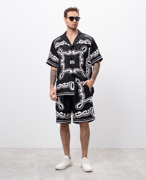 Dolce&Gabbana Черная рубашка из шелка в принт Bandana G5JH9THI1WF