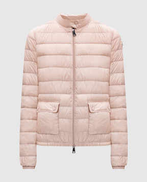 Moncler Рожева стьобана пухова куртка з нашивкою логотипа K10931A1010053048