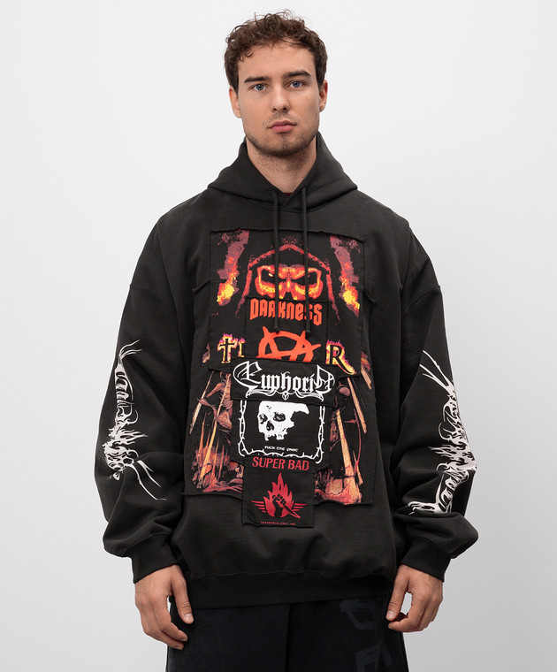 Vetements - Черное худи Metal с нашивками UA65HD610B купить в Symbol