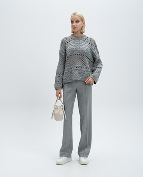 Twinset Сірі штани з вовною з логотипом 242TP2161