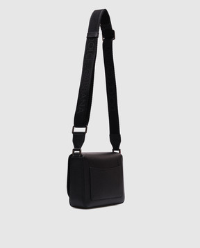 Dolce&Gabbana Чорна шкіряна сумка-месенджер з монограмою логотипа BM3004A8034
