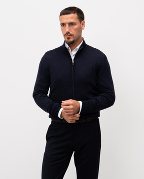 Canali Синий кардиган из шерсти MK01149C0022