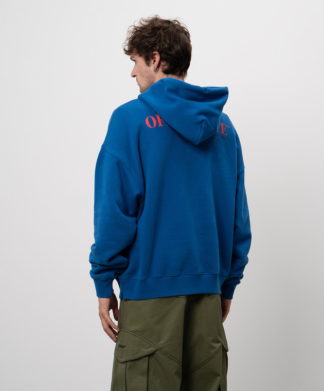 Off-White Синие худи с принтом OMBB085F24FLE00Q изображение 4