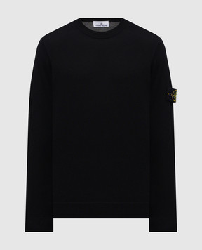 Stone Island Чорний джемпер з вовни з патчем логотипа K2S155100071S00C4
