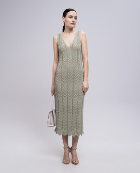 Twinset Зелена сукня міді з люрексом 251TT319A