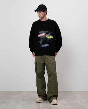 Off-White Чорний світшот з принтом OMBA054F24FLE008
