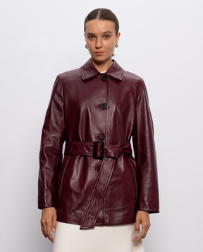 Max Mara Бордовая кожаная куртка TOLMIN TOLMIN