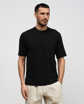 Cashmere&Whiskey Черная футболка из льна TS6452360706F