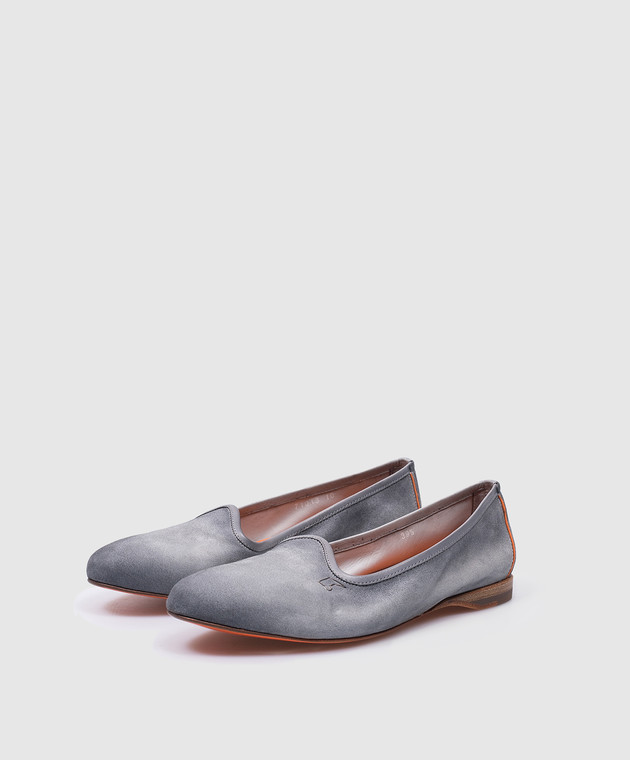 Santoni Блакитні балетки Andrea з нубуку WUAY71013SA5SAEA зображення 2