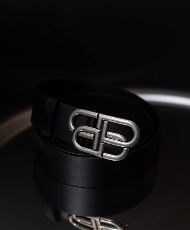 Balenciaga Черный кожаный ремень с логотипом BB 6741811CH0B изображение 4