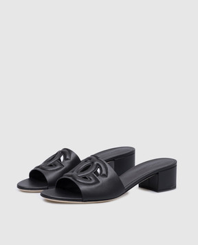 Dolce&Gabbana Черные кожаные мюли с логотипом DG CR1755AY329