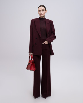 Victoria Beckham Бордовые штаны Alina с шерстью 1225WTR005115I