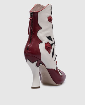 Miu Miu Білі шкіряні ботильйони Feather Rose 5TP073