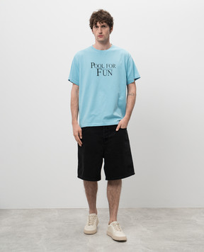 Maison Margiela MM6 Блакитна футболка з принтом напису Pool For Fun SH0GC0044S24312