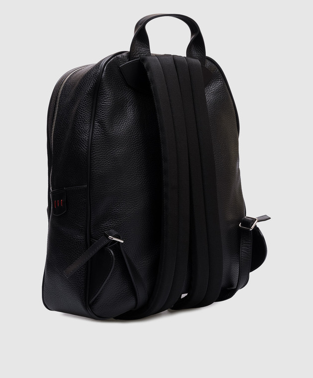 Kiton Черный кожаный рюкзак с логотипом патча UBA0021N01120 изображение 3