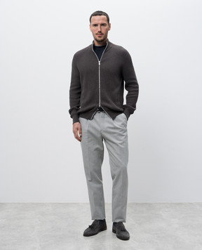 Brunello Cucinelli Синяя футболка с шелком с эффектом наложения слоев MD8217427