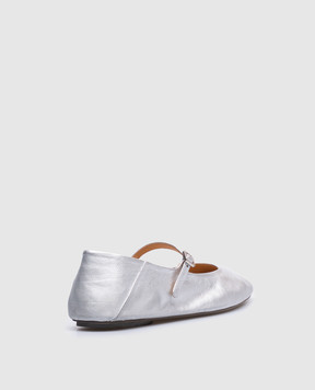 Marsell Сріблясті шкіряні балетки Strascico Bebe MW8526P032