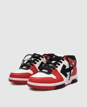 Off-White Красные кожаные кроссовки OUT OF OFFICE OMIA189C99LEA013