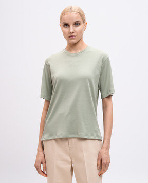 Loro Piana Зеленая футболка с вышивкой логотипа монограммы. FAP2879