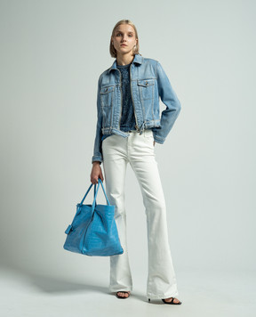 Ermanno Scervino Блакитна джинсова куртка з патчем логотипа D440D312CNJ