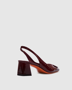 Santoni Бордовые кожаные лакированные слингбеки WDMN70342HI2TVAA