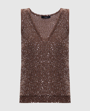 Max Mara Weekend Коричневий топ ACAICI з паєтками ACAICI