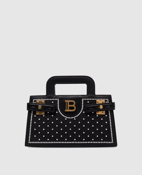 Balmain Черная комбинированная сумка-мини B-Buzz Top Handle EN0KJ931AEPS