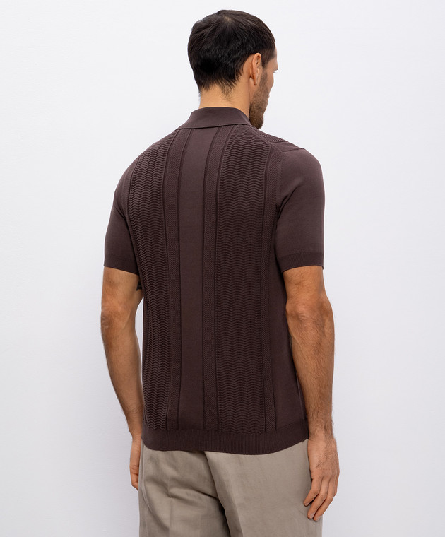 Brunello Cucinelli Коричневе поло у візерунок M29203305 зображення 4