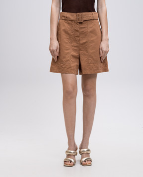 Max Mara Weekend Коричневые шорты CIRINO со льном CIRINO
