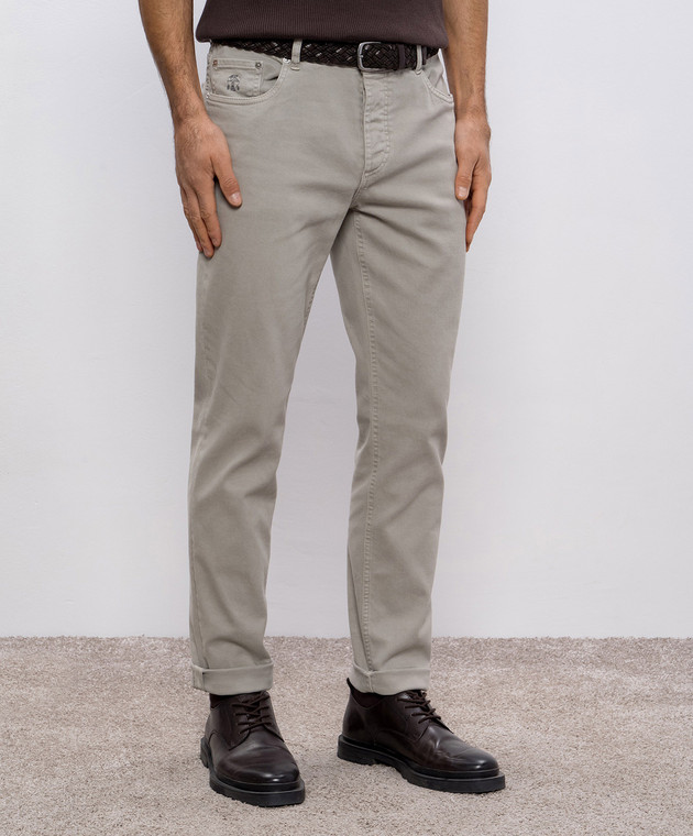 Brunello Cucinelli Зеленые джинсы с логотипом M277PD3210 изображение 3