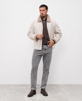 Brunello Cucinelli Коричневая футболка с эффектом наложения слоев M0B137427