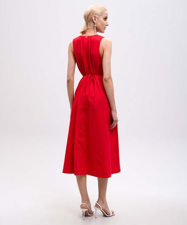 Twinset Червона сукня міді з логотипом 251TT2221 зображення 4