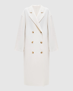 Loulou de Saison Біле двобортне пальто BORNEO з вовни та кашеміру BORNEOLDS