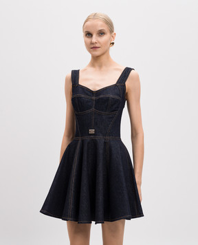 Dolce&Gabbana Синее джинсовое платье-бюстье с логотипом F6H3SDG8MQ7