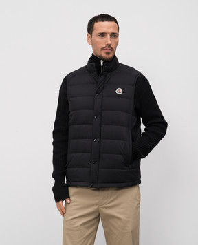 Moncler Чорний пуховий жилет Barthe з нашивкою емблеми логотипа K10911A00022597YD