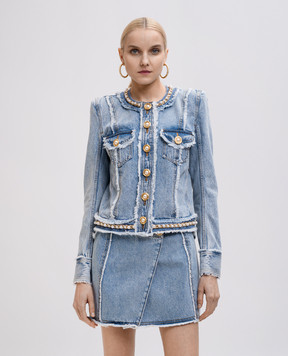 Balmain Блакитна джинсова куртка з намистинами EF0SK81075DF