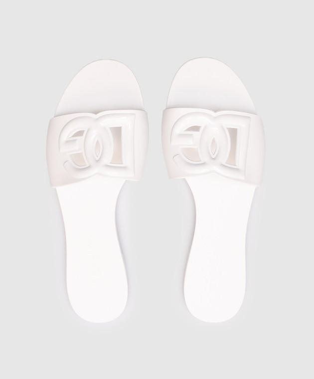 Dolce&Gabbana Білі гумові шльопанці з логотипом CW2215AN994 зображення 4